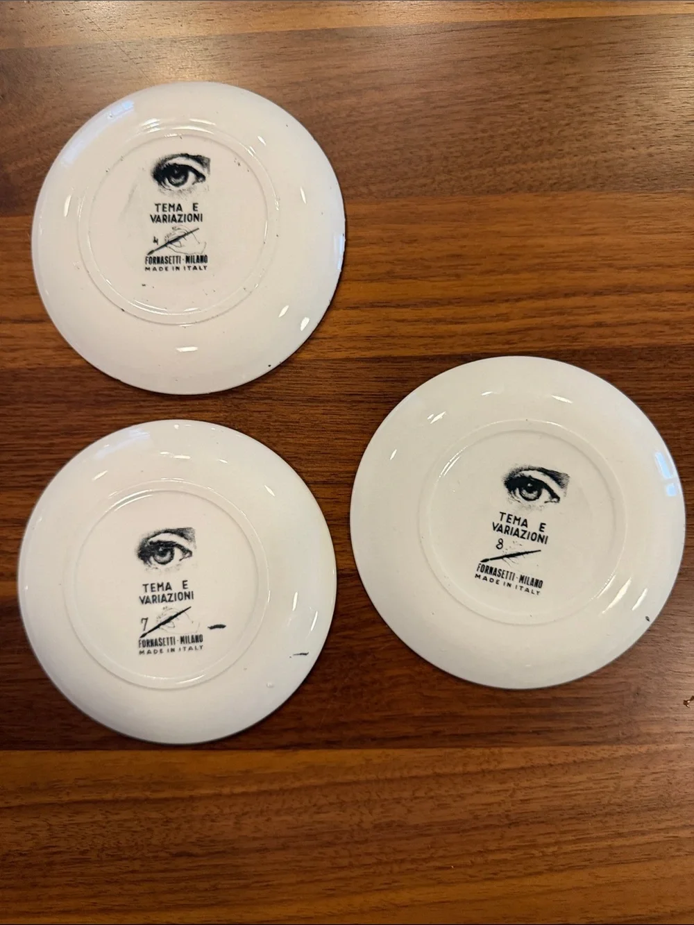 Fornasetti  Tema E Variazioni Black & White Face Coasters - Set of 7